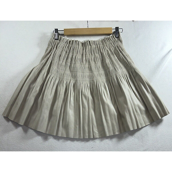 7 For All Mankind Dresses & Skirts - 7 For All Mankind Womens Faux Leather A-Line Skirt Small Beige Vegan Pleated